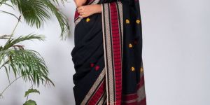 Black Dhaniakhali Cotton Saree