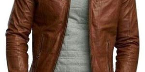 Brown Men Pure Leather Jacket