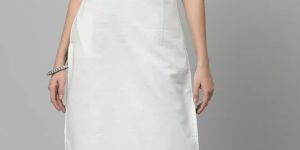 Women White Knee Length Cotton Kurti