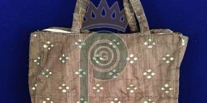 Brown Printed Cotton Tote Bag