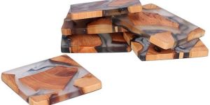 Resin & Wood Coaster Set