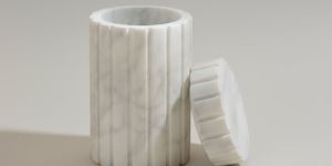 White Marble Ribbed Organizer Jar