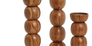 Wood Candle Holder Set OF 3 Pcs