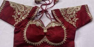 Bridal Maroon Embroidered Blouse