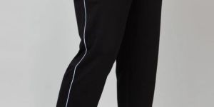 Black Cotton Blend Men Track Pant