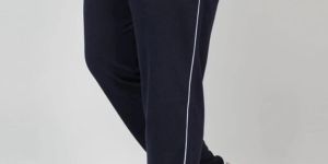 Navy Blue Cotton Blend Men Track Pant