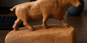 Antique Pola Wooden Bull Statue