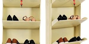 3 Door Ivory 21 Inch Wall Mounted Modern Shoerack Metal Shoe Rack