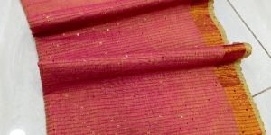 Handloom Sequence Cotton Saree with Zari Border