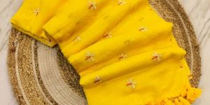 Mul Cotton Shiuli Parijat Embroidery Sarees