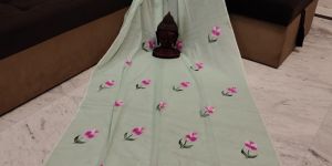 Tulip Silk Floral Painted Sarees