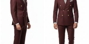Mens Party Wear Maroon Cotton Two Piece Suit