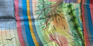 Pure Hand Printed Tussar Silk Saree