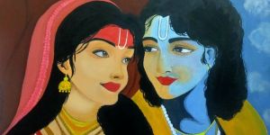 shri radhika shyam govinda canvas wall painting