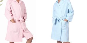 1 to 3 Year Girls Waffle Hooded Bathrobe