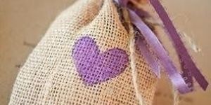 Heart Print Jute Favor Pouch