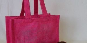 Pink Jute Mini Carry Tote Bag