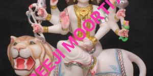 Hindu Marble Durga Statue