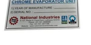Custom Industrial Anodized Aluminum Label, for Machinery & Equipment