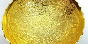 Hand Engraved Solid Brass Gold Plated Puja Bowl
