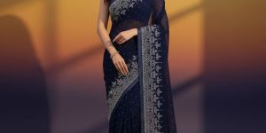 Trending Georgette Diamond Work Saree