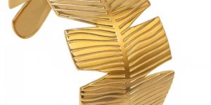 Golden Leaf Engraved Statement Bracelet