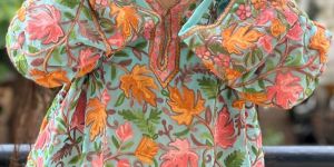 ladies floral embroidered georgette short kurti