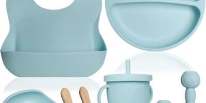 Silicone Baby Feeding Set 8pcs (Multi Color)