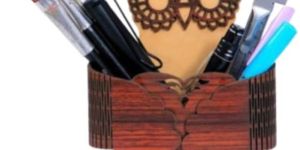 MDF Wooden Owl Pen Stand For Desk