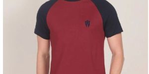 Mens Round Neck Maroon T-Shirt
