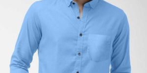 Mens Sky Blue Formal Full-Sleeve Shirt