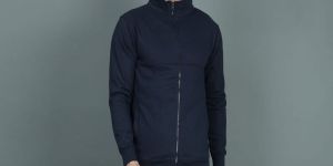 Mens Blue Cotton Fleece Jackets