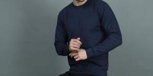 Mens Blue Round Neck Sweatshirts