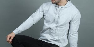 Mens Grey Zipper Hoodies