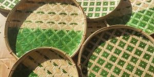 Bamboo Green Motif Serving Tray Set