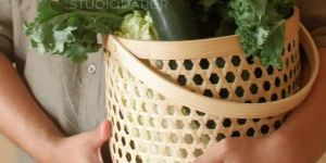 Bamboo Lattice Grip Vegetable Basket