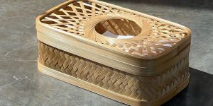 Bamboo Oval Slot Tissue Box Cover