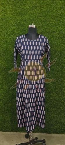 Ladies Black Cotton Printed Anarkali Kurti