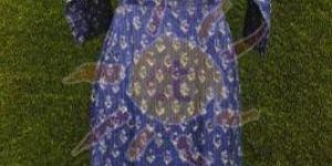Ladies Blue Printed Anarkali Kurti