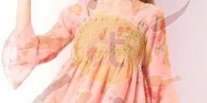 Ladies Peach Printed Tunic Top