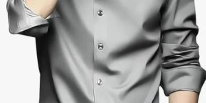 Mens Spanish Grey Plain Satin Shirt
