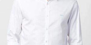 Mens White Plain Cotton Shirt