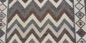 Grey Chevron Pattern Handmade Wool Jute Rug
