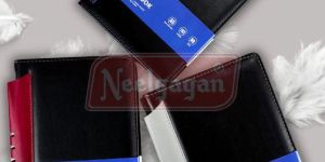 Neelgagan Prism Notebook A5 Leather Round Corner With Pen Holder
