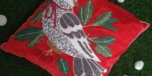 Red Embroidered Pillow Cover