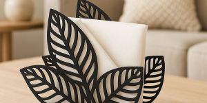 Leaf Shape Black Metal Napkin Holder