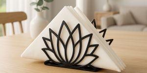 Lotus Design Black Metal Napkin Holder