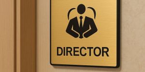 Premium Brush Gold Finish & Black Acrylic Door Sign