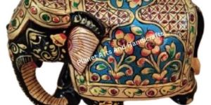 Wooden Handicraft Embossed Elephant Showpiece