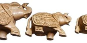 Wooden Handicraft Elephant Showpiece Set